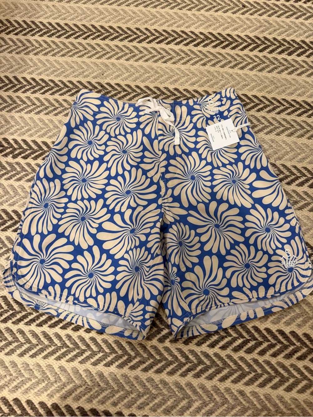 NWT Seaesta Surf Blue Floral Drawstring men’s swim